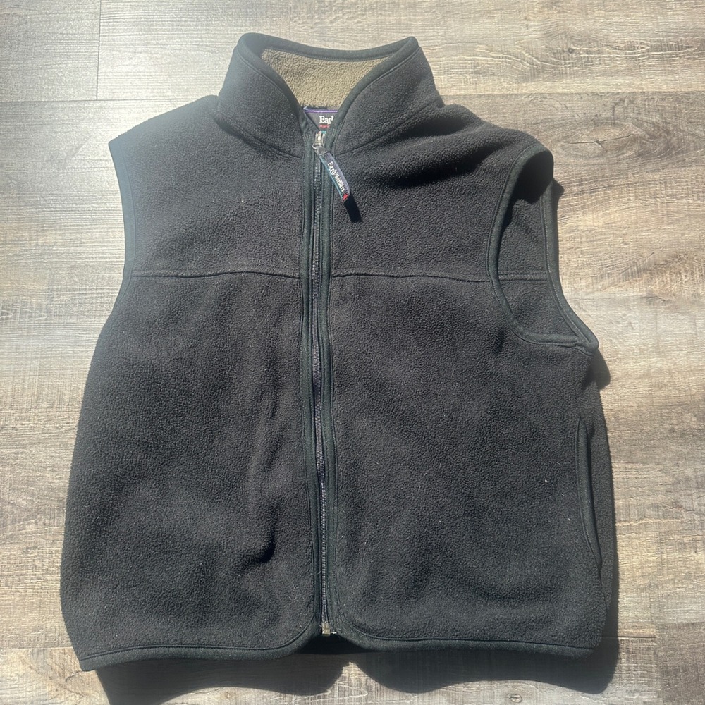 Vintage Early Winters Fleece Vest Mens Large Black Gorpcore Made in USA Zip Up